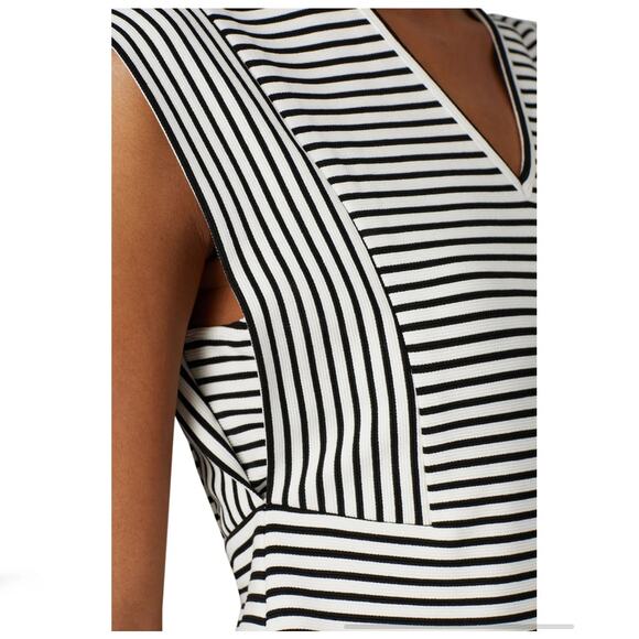 Derek Lam Collective Black White Striped Dress V-Neck Various Sizes - Picture 4 of 7